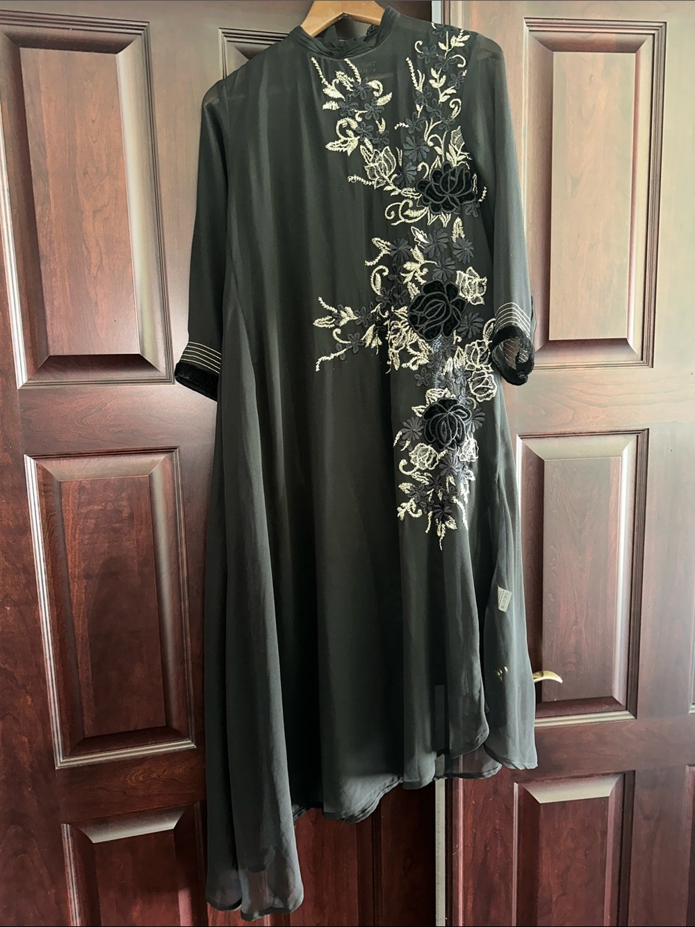 Limelight Black Embroidered Floral A-Line Women’s Dress- Pakistani Suit